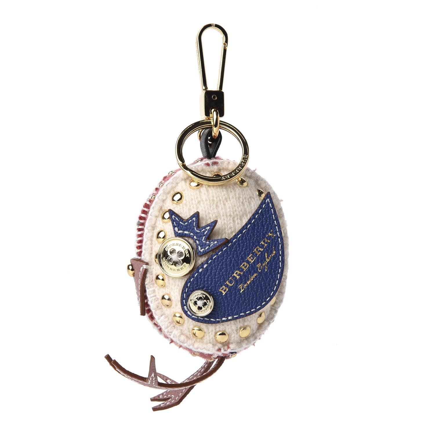 Burberry Calfskin Wool Cashmere Studded Mabel Derek The Bird Bag Charm Blush Pink Multicolor 2 of 5