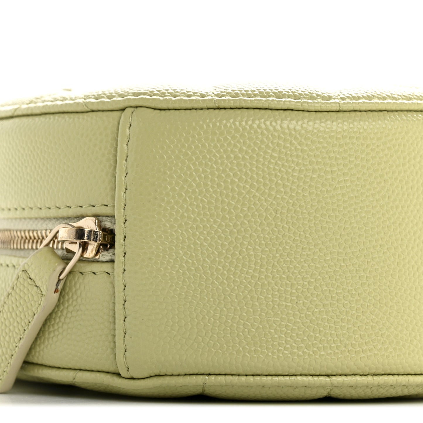 Caviar Quilted French New Wave Round Clutch With Chain Light Green