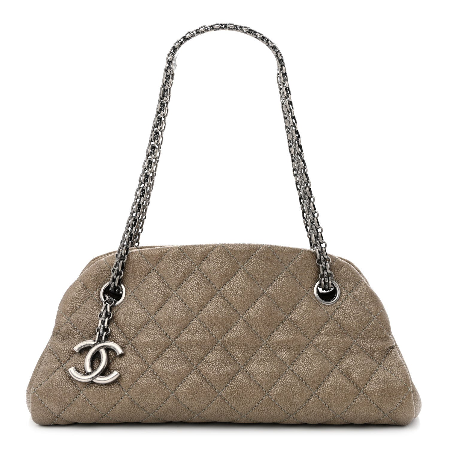 Chanel Metallic Caviar Quilted Small Just Mademoiselle Beige 1 of 10