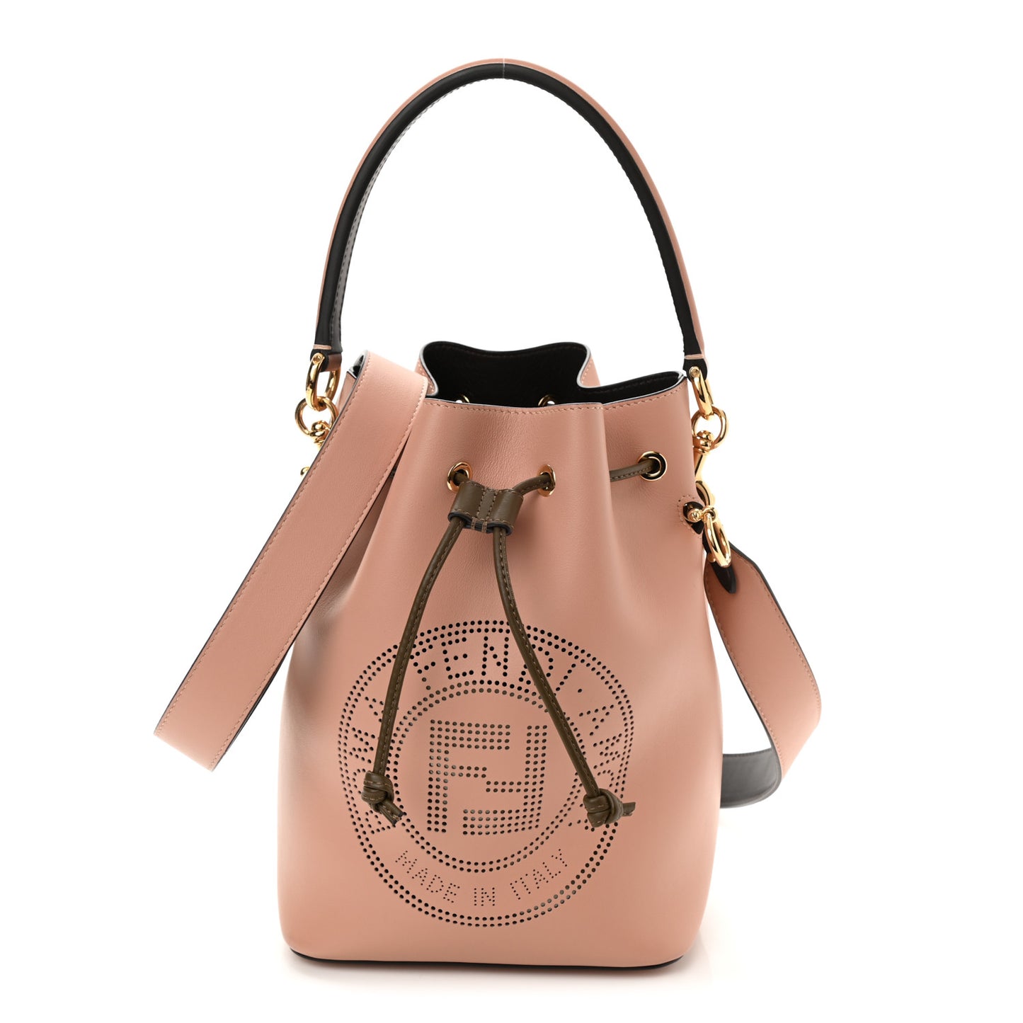Vitello Grace F is Fendi Stamp Patch Perforated Small Mon Tresor Bucket Bag Rosa Bourbon
