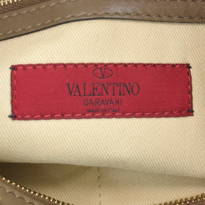 Valentino Garavani Vitello Oversized Rockstud Zip Wristlet Pouch Brun 9 of 10