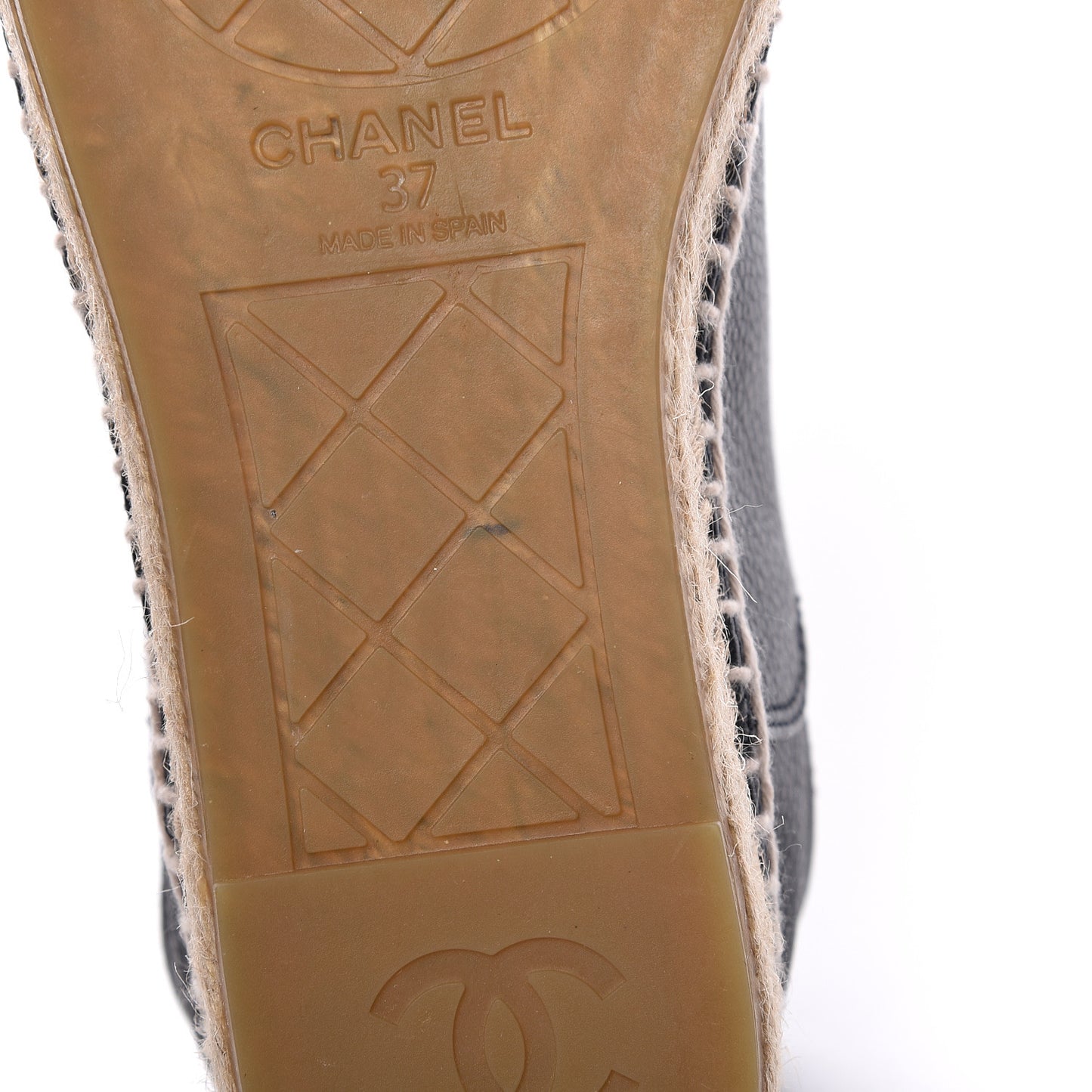 Grained Calfskin CC Espadrilles 37 Navy Black