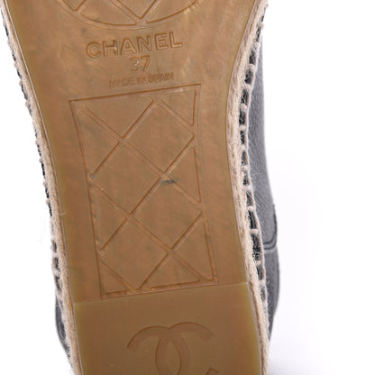 Chanel Grained Calfskin CC Espadrilles 37 Navy Black 7 of 11