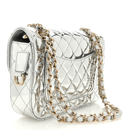 Chanel Mirror Calfskin Metallic Calfskin Medium Hollywood Boulevard Flap With Star Coin Purse Silvery 4 of 11