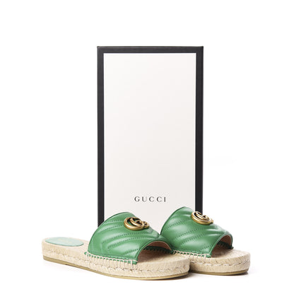 Gucci Nappa Matelasse GG Marmont Espadrille Slide Sandals 38 New Shamarock 9 of 9