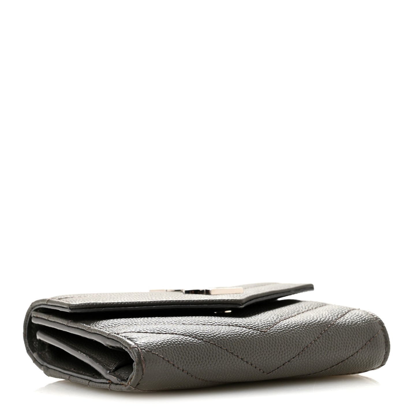Grain De Poudre Matelasse Chevron Monogram Compact Tri Fold Wallet Coffee