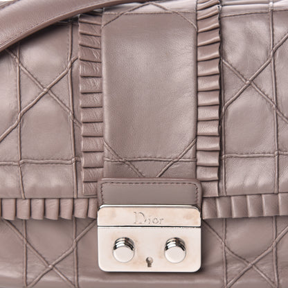 Christian Dior Lambskin Cannage Ruffle New Lock Flap Dark Taupe 8 of 13