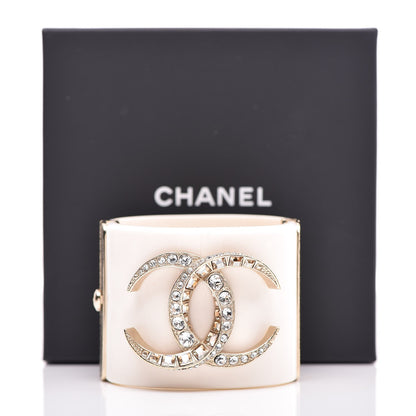 Chanel Resin Crystal Dubai Crescent Moon CC Cuff White Gold 6 of 6