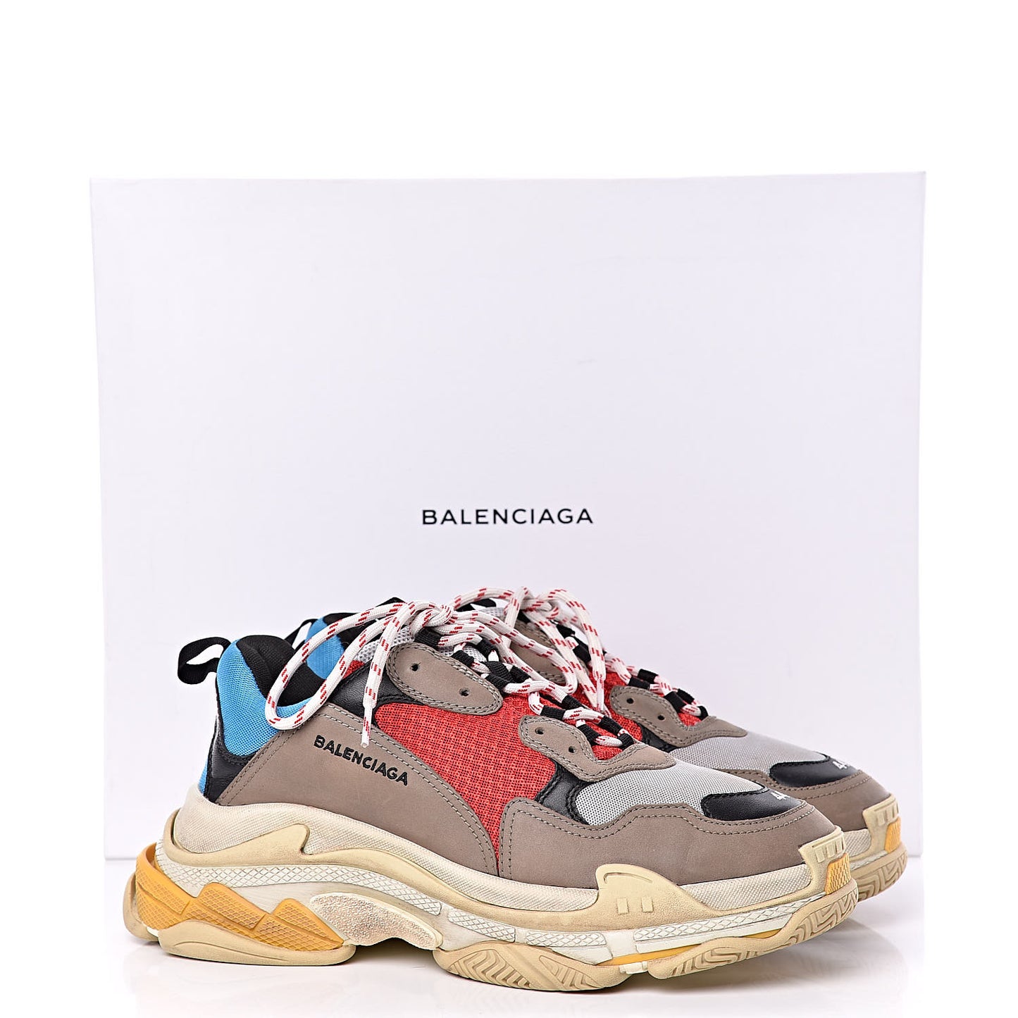 Mesh Nubuck Mens Triple S Sneakers 44 Bleu Gris Rouge