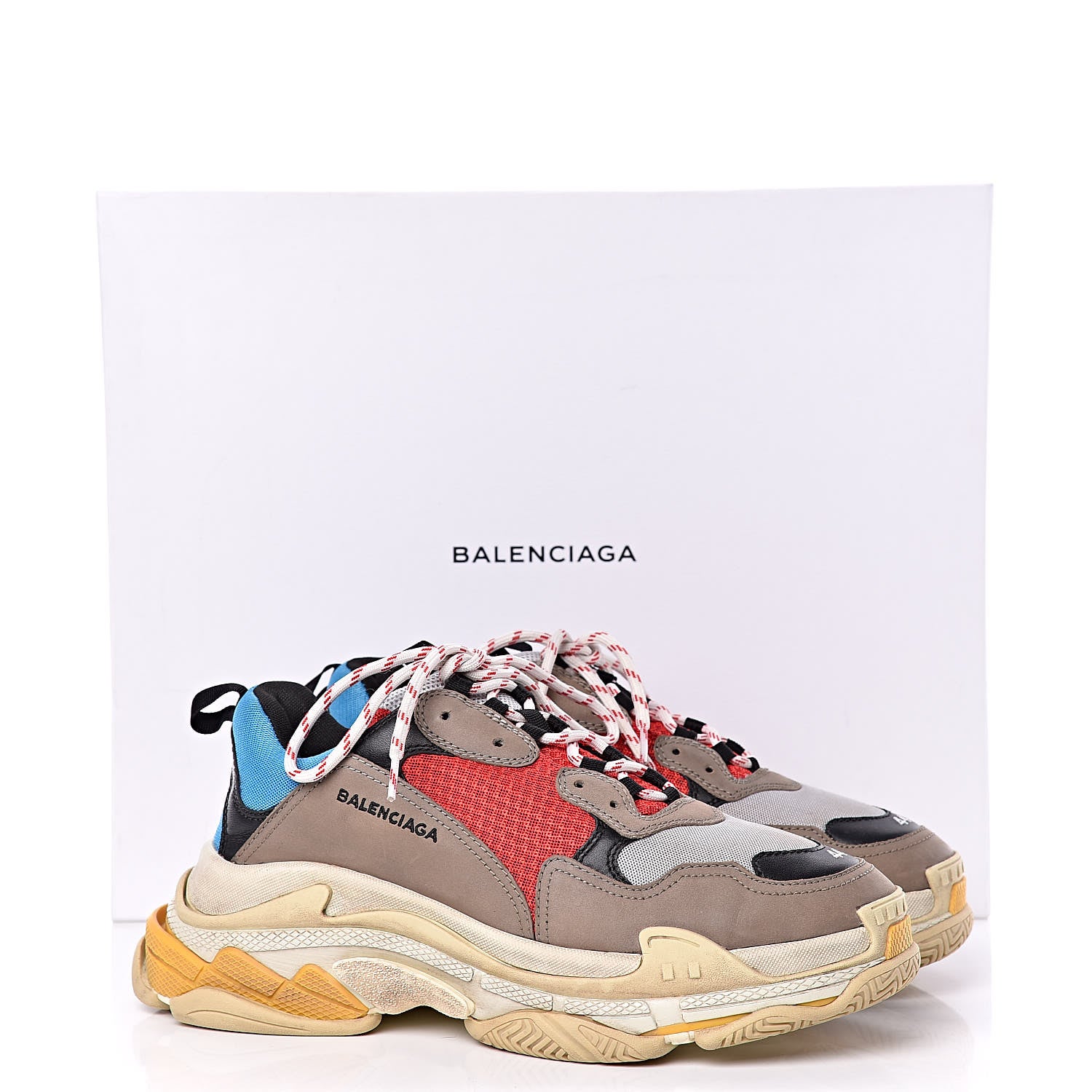 Balenciaga Mesh Nubuck Mens Triple S Sneakers 44 Bleu Gris Rouge 8 of 8