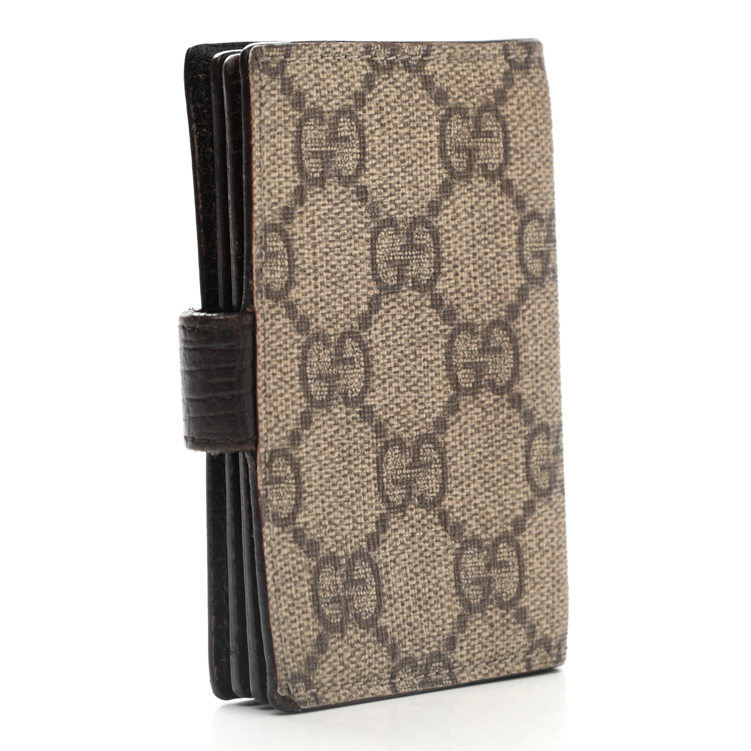 Gucci Monogram GG Plus Avel Card Holder Wallet Beige Ebony Cocoa 3 of 14