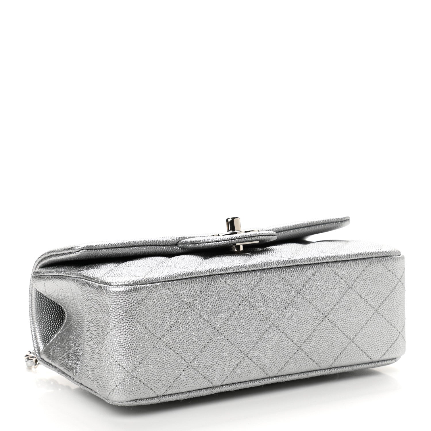 Chanel Metallic Caviar Quilted Mini Top Handle Rectangular Flap Silver 4 of 11