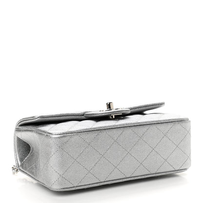 Chanel Metallic Caviar Quilted Mini Top Handle Rectangular Flap Silver 4 of 11