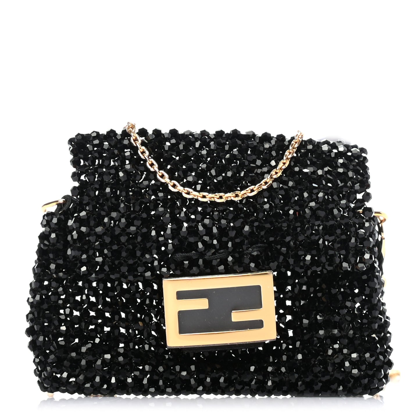 Crystal Vitello King Beaded Mini Pico Baguette Charm Black