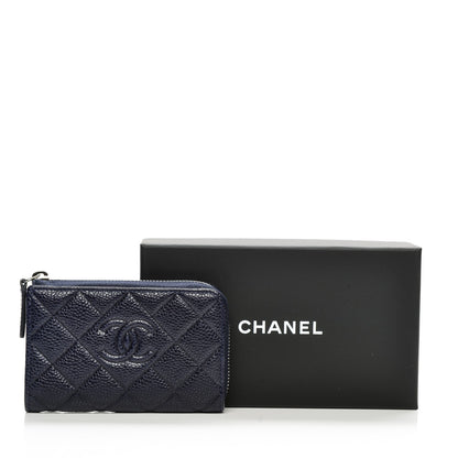 Chanel Caviar Quilted Diamond CC Key Holder Case Dark Navy 7 of 7