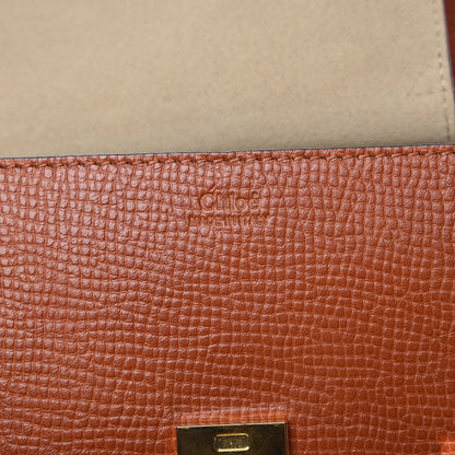 Chloe Grained Calfskin Lambskin Bi-Color Drew Shoulder Bag Orange Mustard 7 of 7