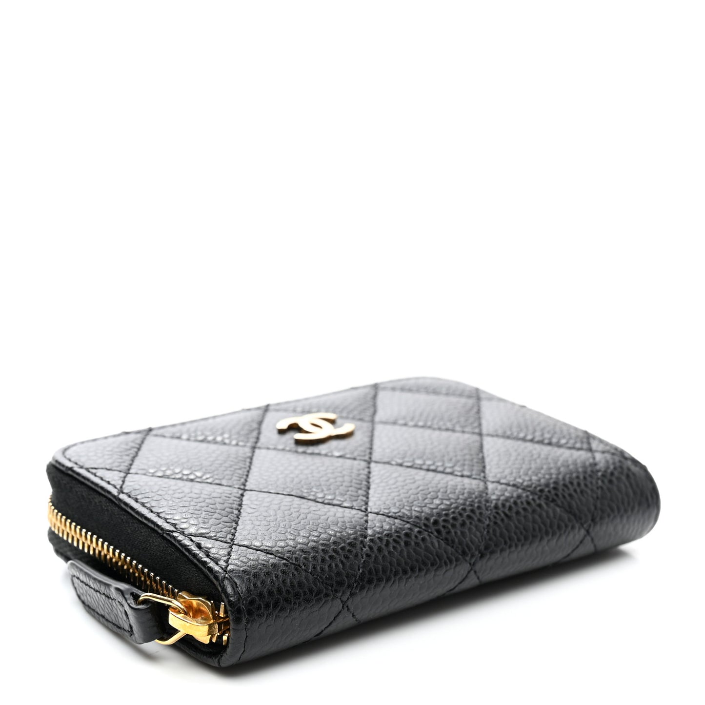 Caviar Quilted Zip Coin Purse Black