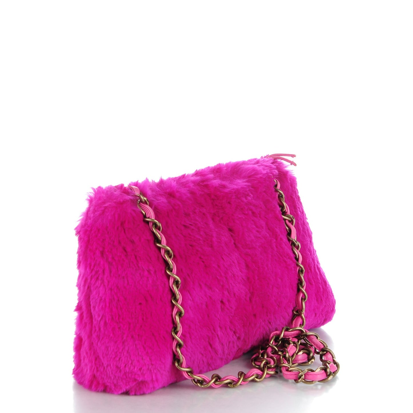Rabbit Fur Shoulder Bag Fuchsia