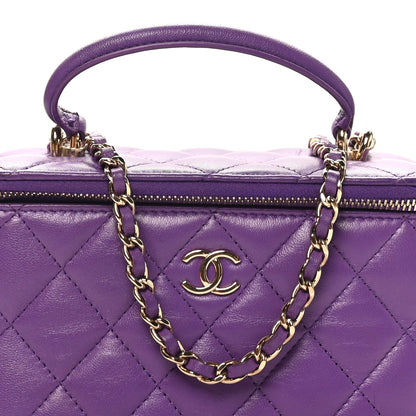 Chanel Lambskin Quilted Small Top Handle Vanity Case With Chain Purple 8 of 11