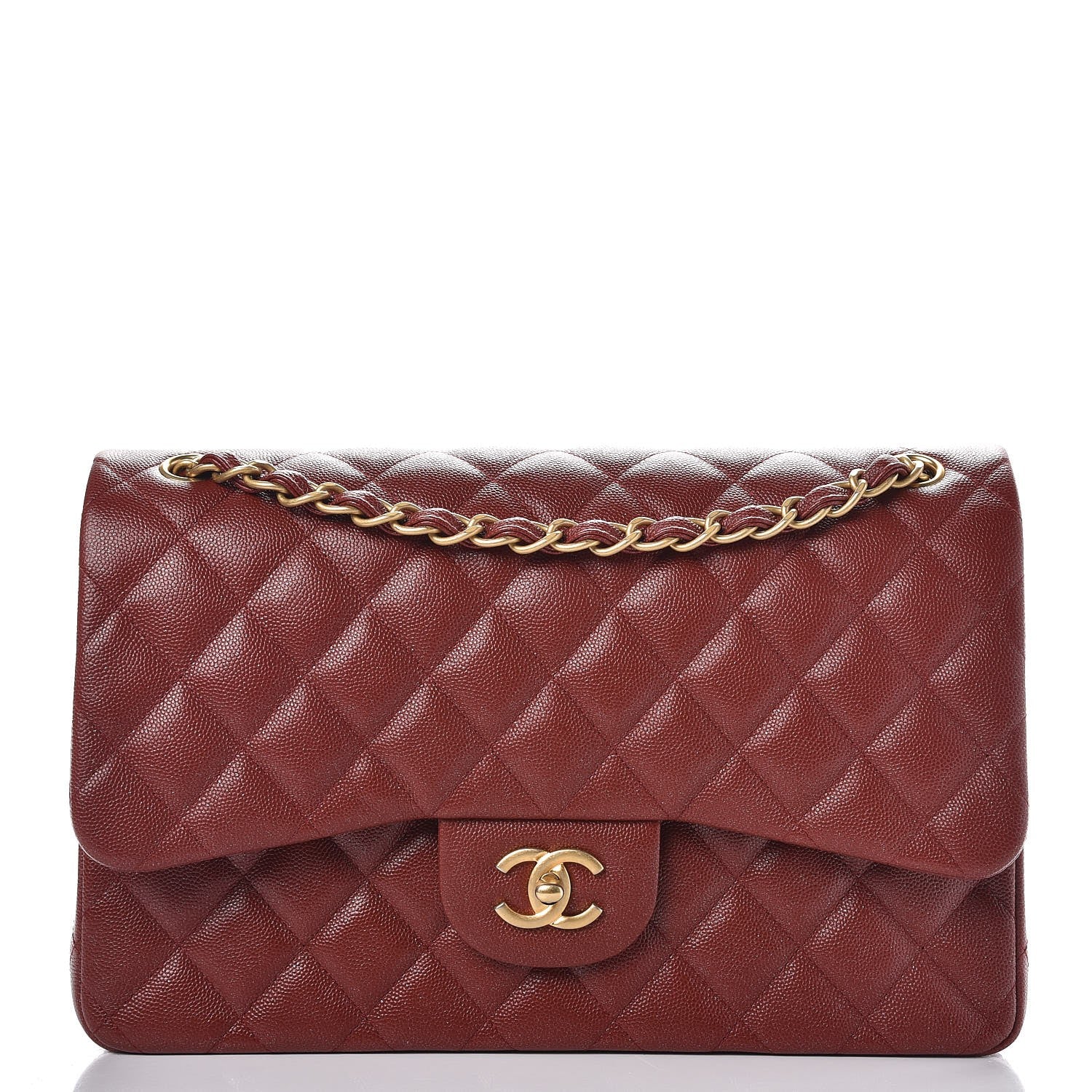 Chanel Iridescent Caviar Quilted Jumbo Double Flap Dark Red 1 of 11