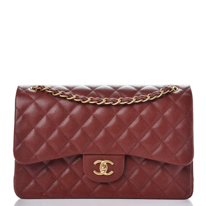 Chanel Iridescent Caviar Quilted Jumbo Double Flap Dark Red 1 of 11