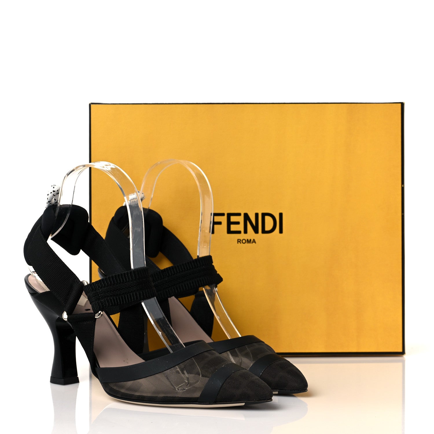 Fendi Technical Mesh FF Colibri Slingback Low-Heel Pumps 37.5 Black 11 of 11
