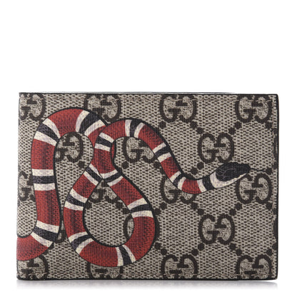 Gucci GG Supreme Monogram Kingsnake Bi-Fold Wallet Beige 1 of 8