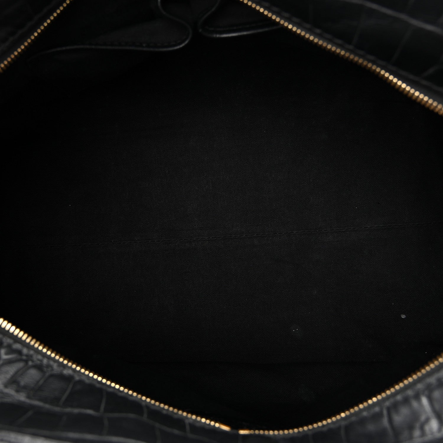 Alexander McQueen Calfskin Crocodile Embossed Large Skull Padlock Zip Around Tote Black 5 of 10