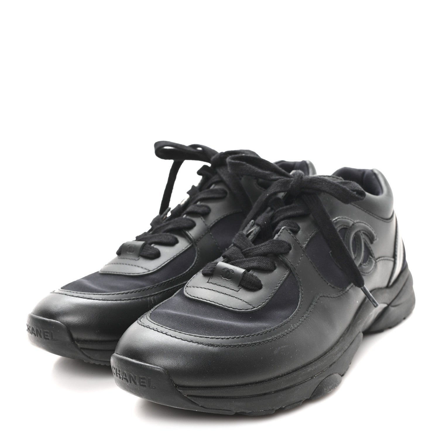 Chanel Lambskin Fabric CC Uniform Sneakers 39.5 Black 4 of 9