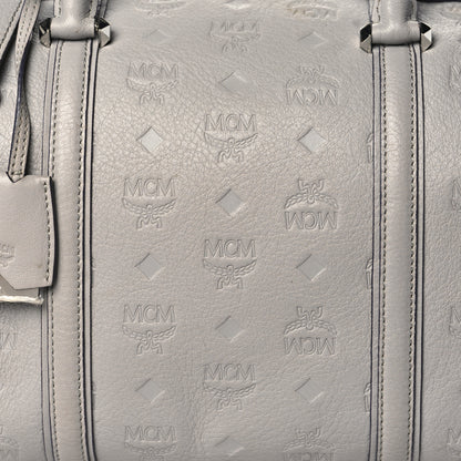 MCM Calfskin Ottomar Monogram Essential Boston Bag Grey 8 of 12