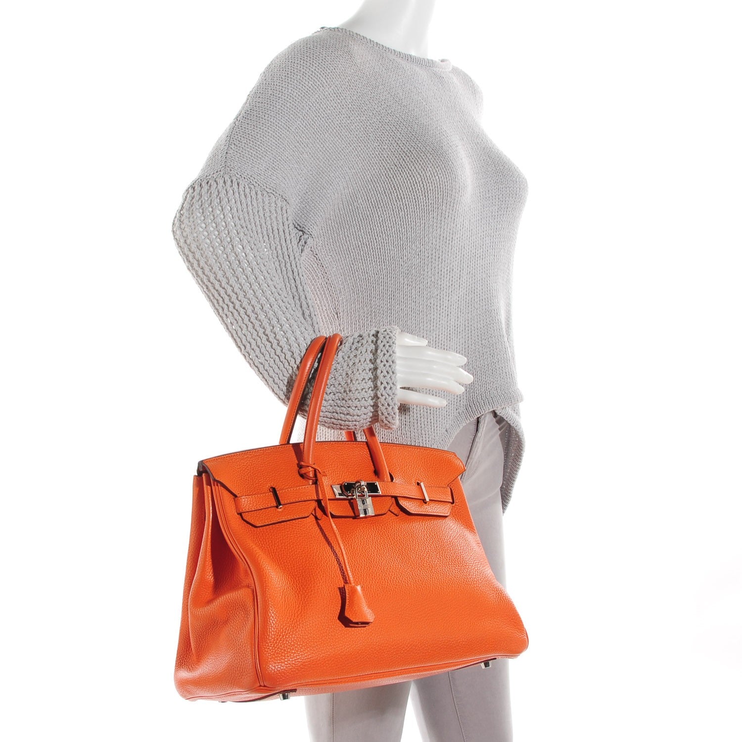 Hermes Taurillon Clemence Birkin 35 Orange 2 of 27
