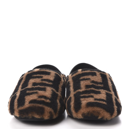 Fendi Shearling Nappa FF Slippers 39 Tobacco Black 3 of 7