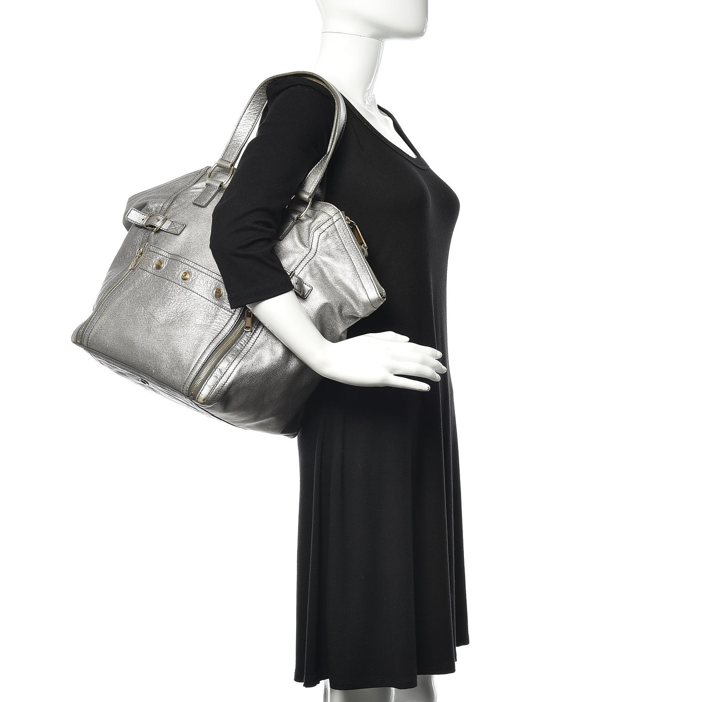 Calfskin Small Downtown Silver
