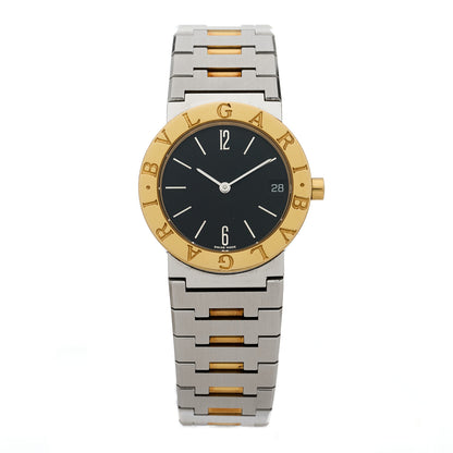 Bulgari Stainless Steel 18K Yellow Gold 30mm Quartz Watch Black 1 of 4