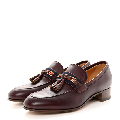 Gucci Calfskin Web Interlocking G Mens Tassel Loafers 7 Ruby Bordeaux 3 of 17