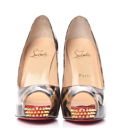 Christian Louboutin Patent Leopard New Very Prive Spikes 120 Pumps 36 Brown 2 of 14