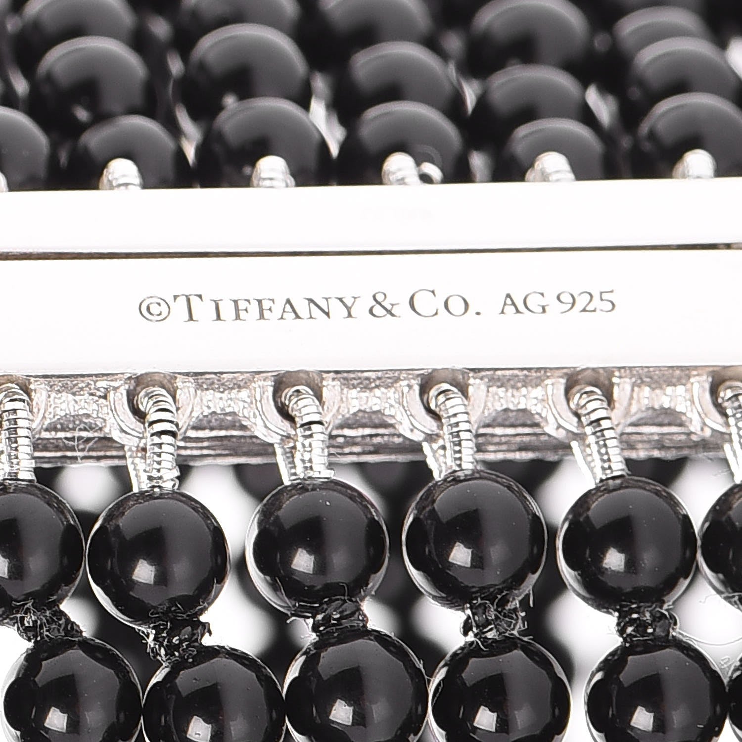 Tiffany Sterling Silver Black Onyx 10 Row Ziegfeld Bracelet 5 of 6