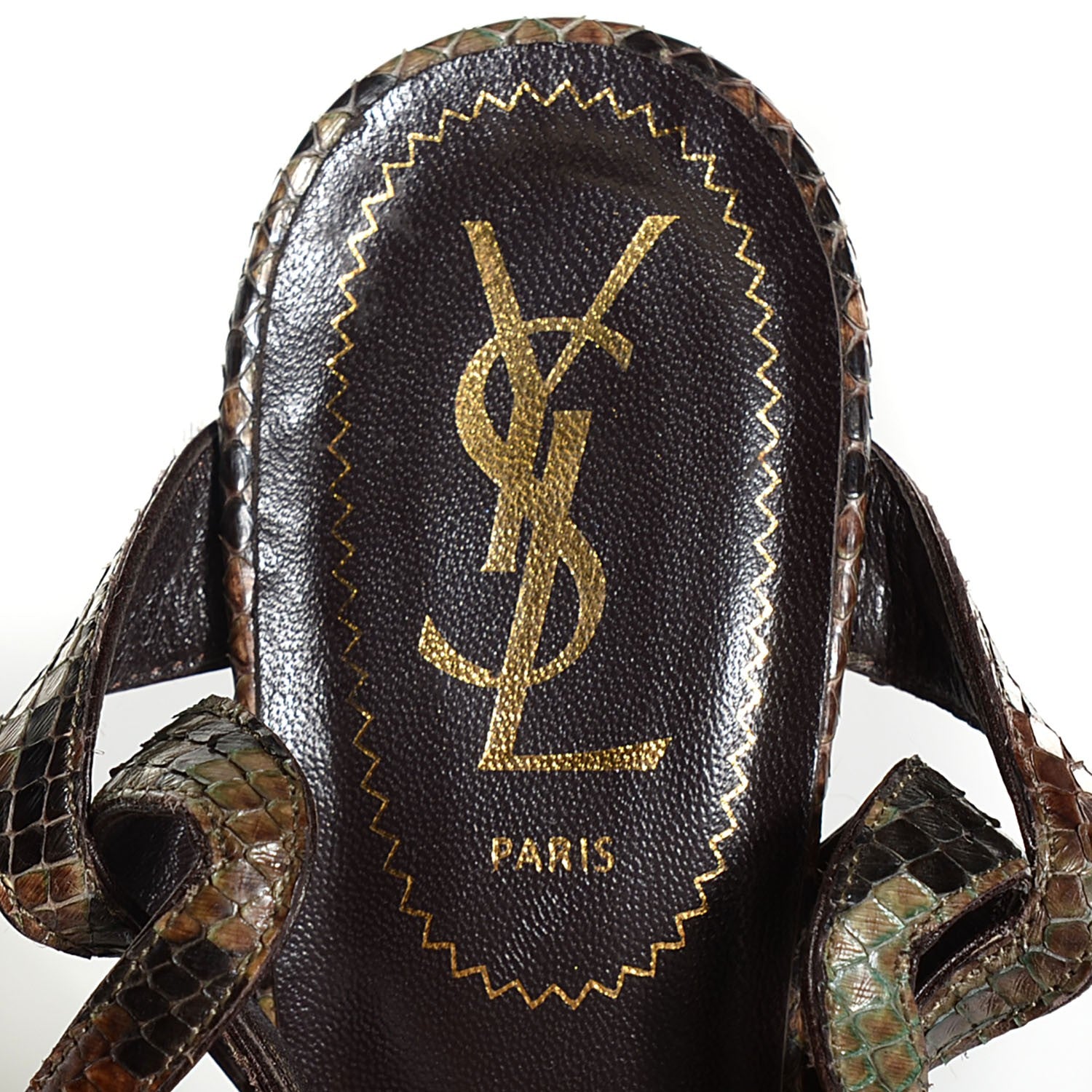 Saint Laurent Python Tribute 75 Platform Sandals 37 Verde Havana 7 of 7