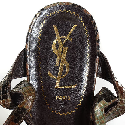 Saint Laurent Python Tribute 75 Platform Sandals 37 Verde Havana 7 of 7