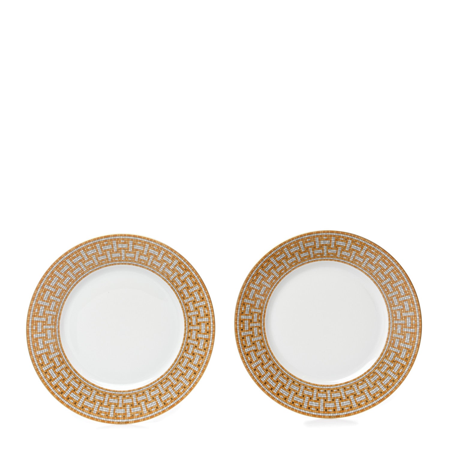 Hermes Porcelain Mosaique Au 24 Gold Dinner Plate Set of 2 1 of 6