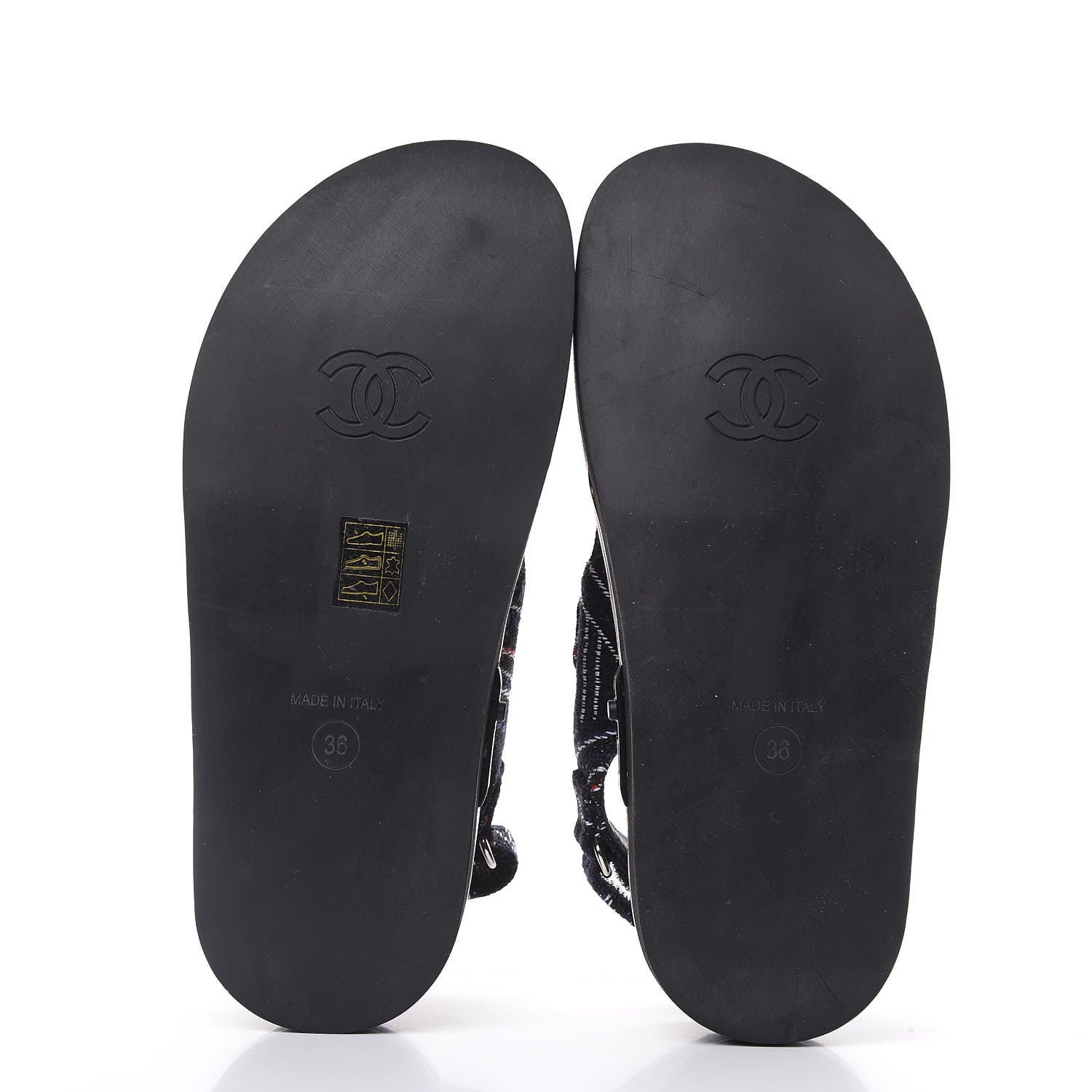 Chanel Tweed Lambskin Light Up LED Flat Sandals 36 Black Navy Red 5 of 11