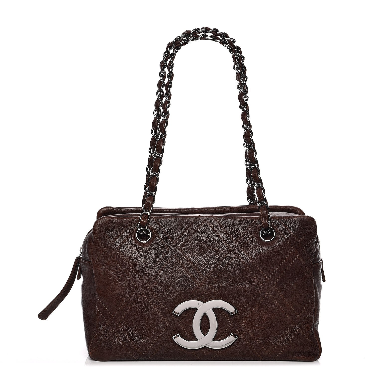Chanel Calfskin Small Diamond Stitch Tote Dark Brown 1 of 12