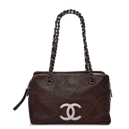 Chanel Calfskin Small Diamond Stitch Tote Dark Brown 1 of 12