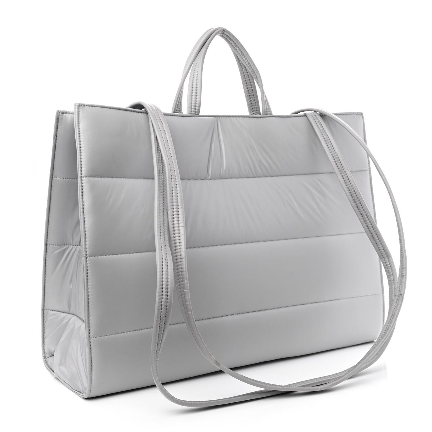 Nylon Large Puff Shopping Bag Grey