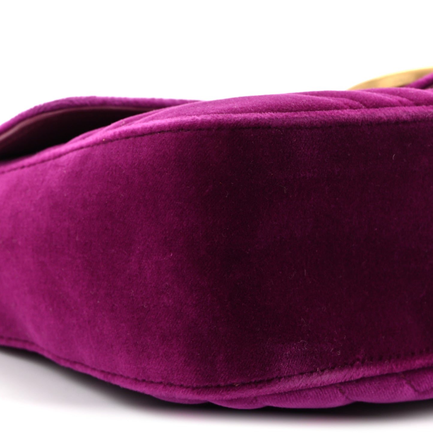Velvet Matelasse Small GG Marmont Shoulder Bag Fuchsia Violet Cyclamen