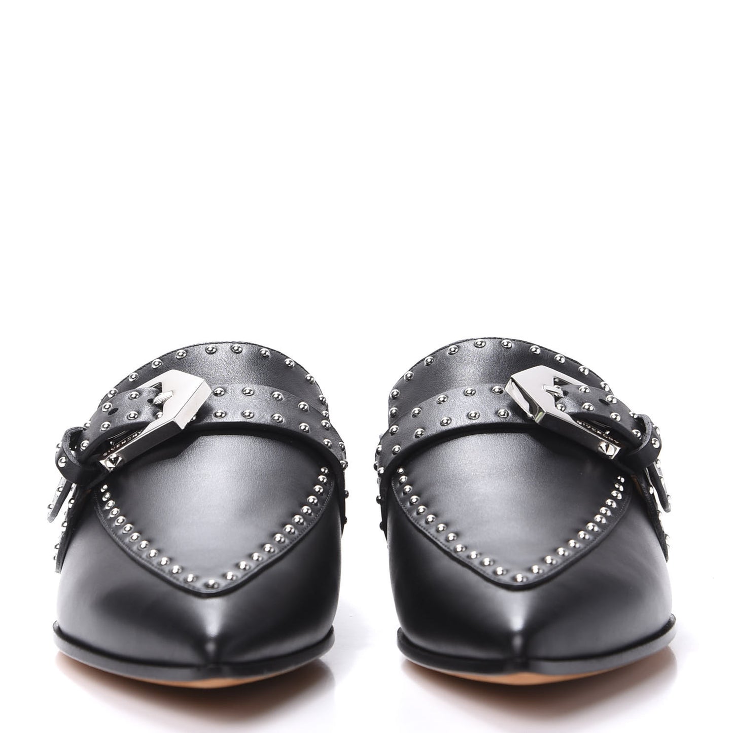 Calfskin Studded Elegant Loafer Mule 36 Black