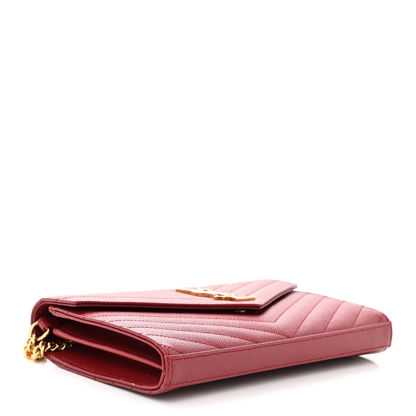 Grain De Poudre Matelasse Chevron Monogram Chain Wallet Opyum Red