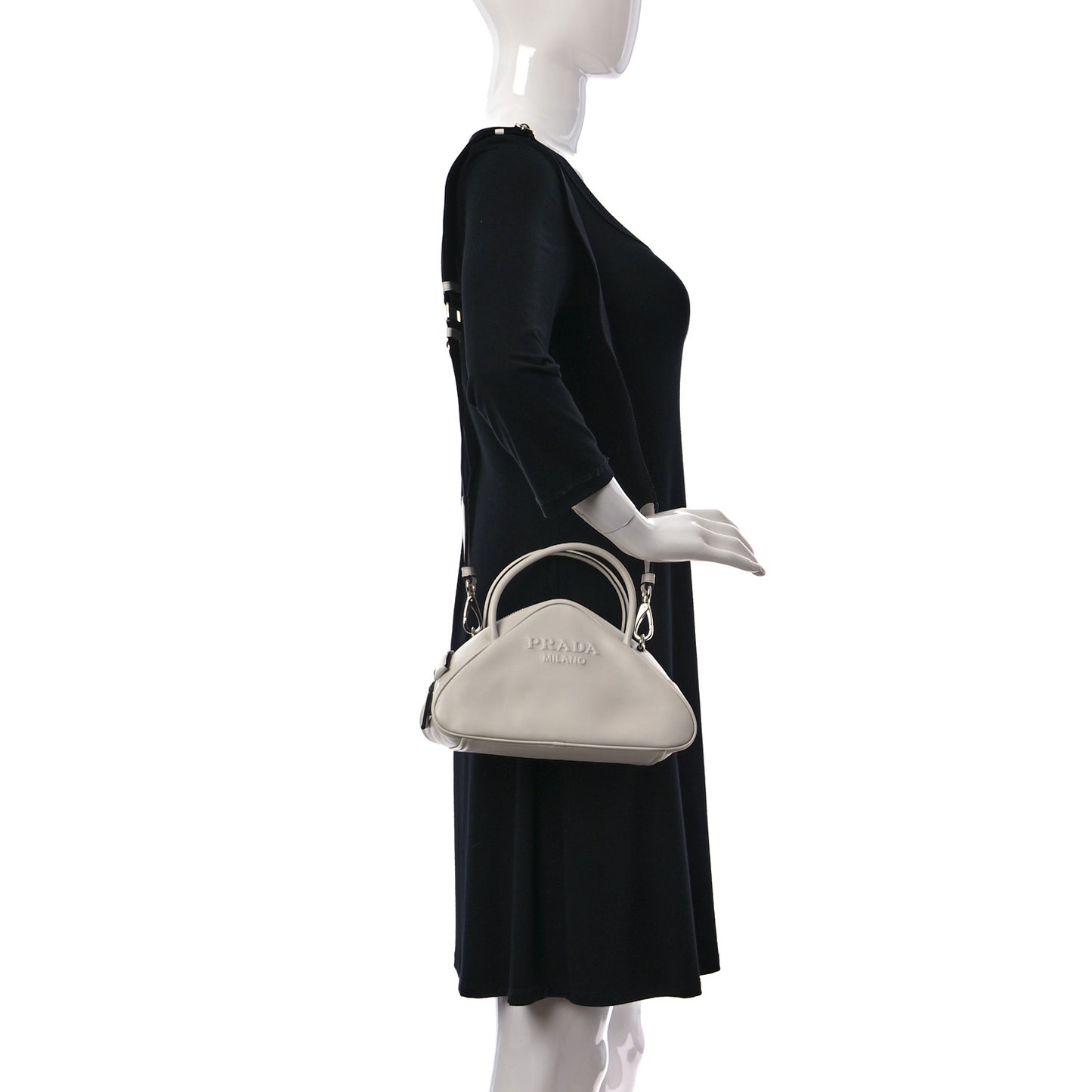 Grace Lux Triangle Top Handle Shoulder Bag White