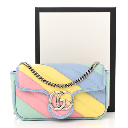Gucci Calfskin Matelasse Diagonal Super Mini GG Marmont Shoulder Bag Multicolor Pastel 11 of 11