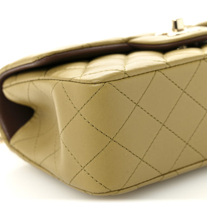 Chanel Lambskin Quilted Bi-Color Mini Top Handle Rectangular Flap Green Brown 9 of 11